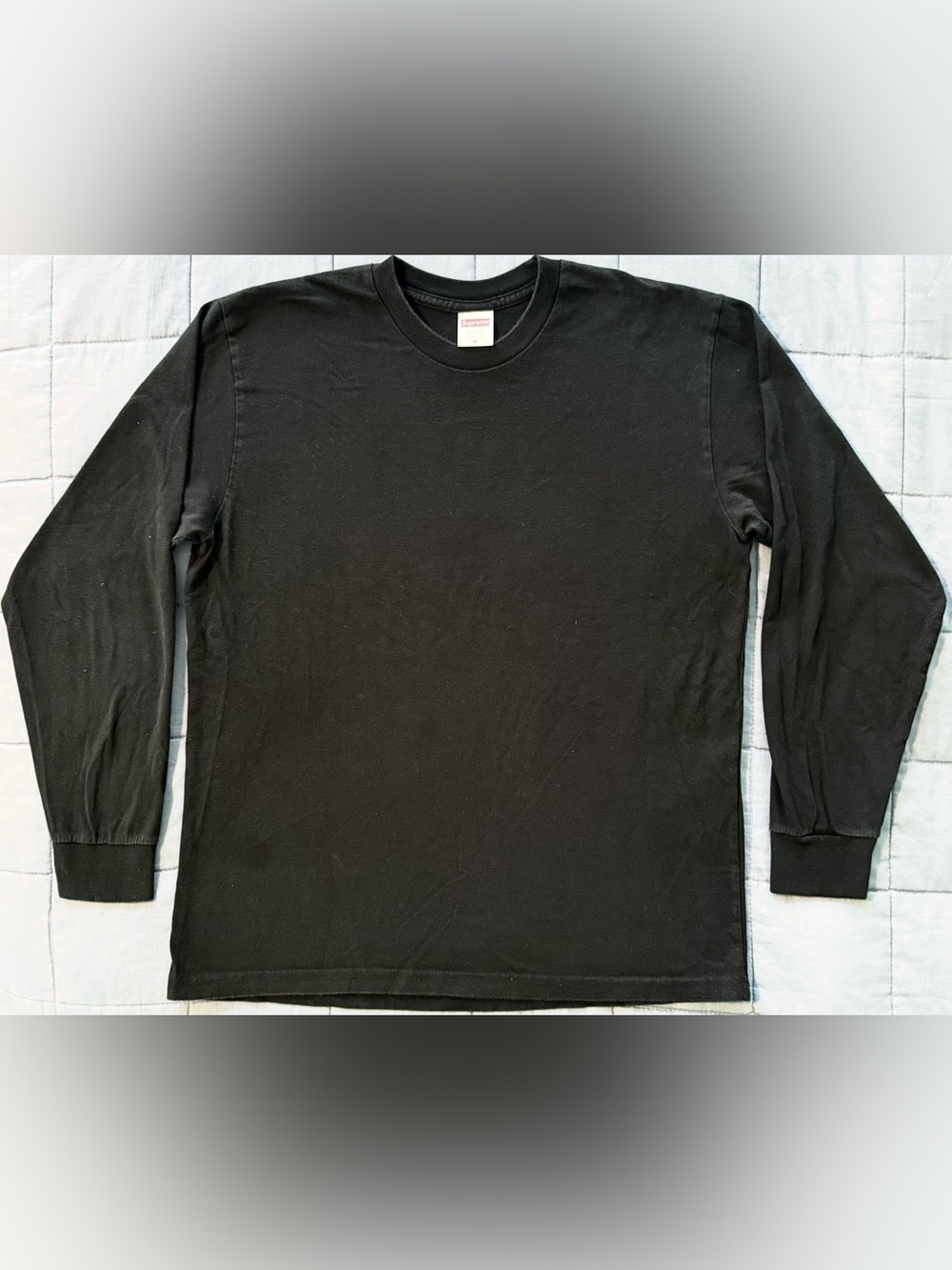 Supreme Blank Long Sleeve T-Shirt Black Made in USA 100% Cotton M